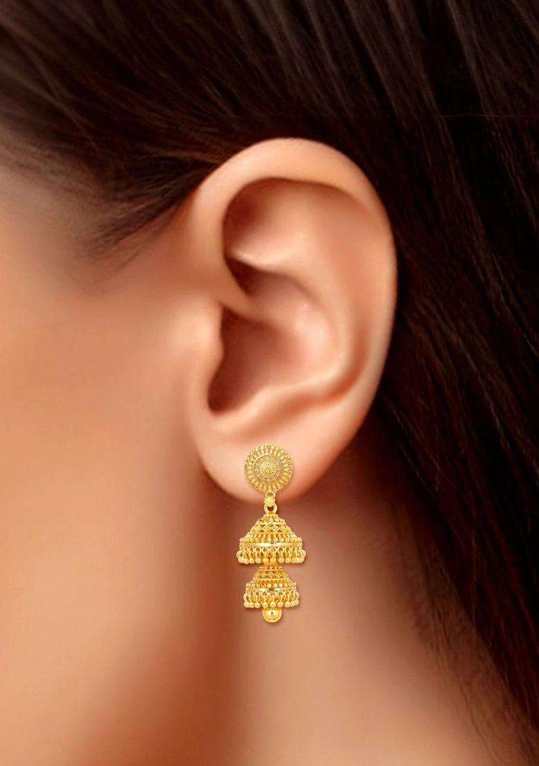 Gold-Plated Circular Jhumkas Earrings for Women | Traditional Temple Jewellery for Wedding & Festive Wear | Gift for Her - Indya