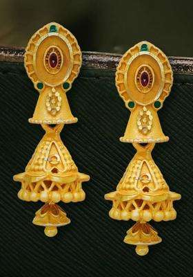 Gold-Plated Circular Jhumkas Earrings for Women | Traditional Temple Jewellery for Wedding & Festive Wear | Gift for Her