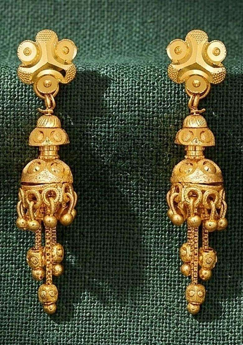 Gold-Plated Floral Jhumkas Earrings for Women | Traditional Temple Jewellery for Wedding & Festive Wear | Gift for Her - Indya
