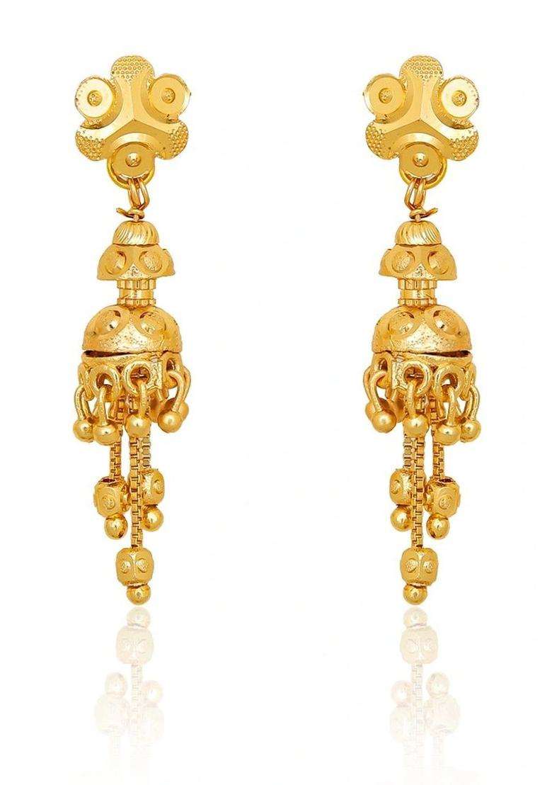 Gold-Plated Floral Jhumkas Earrings for Women | Traditional Temple Jewellery for Wedding & Festive Wear | Gift for Her - Indya