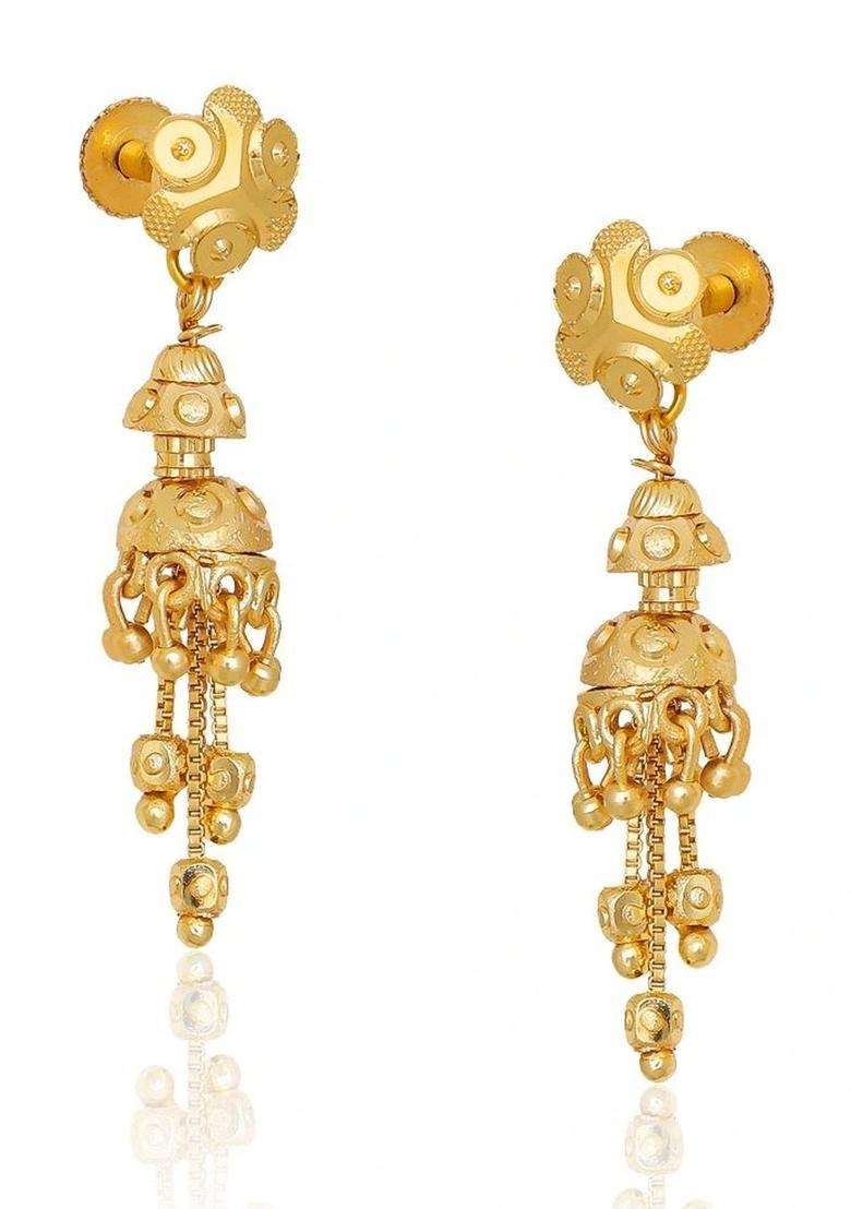 Gold-Plated Floral Jhumkas Earrings for Women | Traditional Temple Jewellery for Wedding & Festive Wear | Gift for Her - Indya