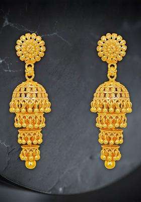 Gold-Plated Circular Jhumkas Earrings for Women | Traditional Temple Jewellery for Wedding & Festive Wear | Gift for Her
