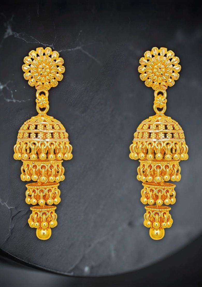 Gold-Plated Circular Jhumkas Earrings for Women | Traditional Temple Jewellery for Wedding & Festive Wear | Gift for Her - Indya