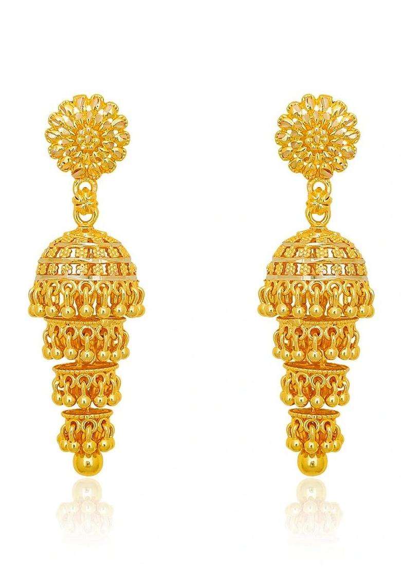 Gold-Plated Circular Jhumkas Earrings for Women | Traditional Temple Jewellery for Wedding & Festive Wear | Gift for Her - Indya