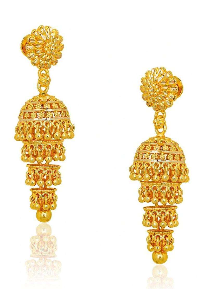 Gold-Plated Circular Jhumkas Earrings for Women | Traditional Temple Jewellery for Wedding & Festive Wear | Gift for Her - Indya