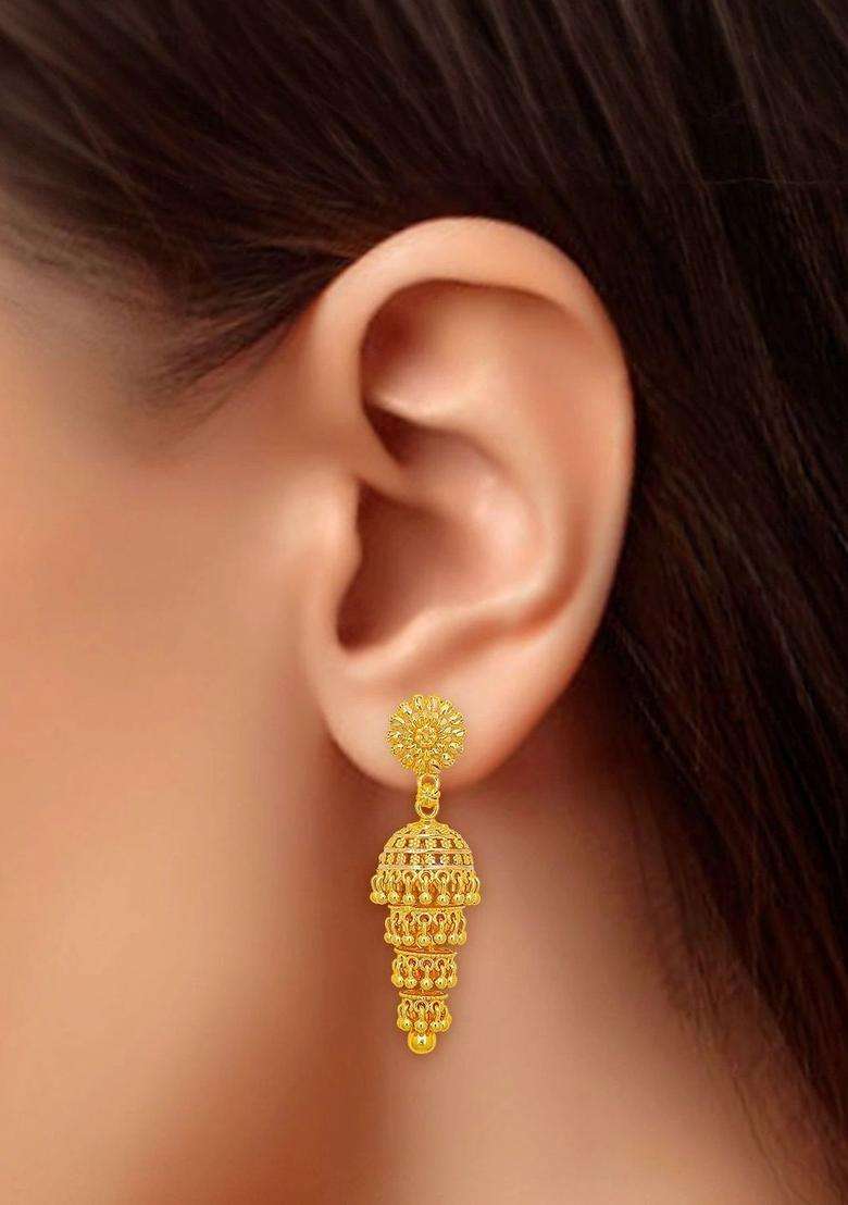 Gold-Plated Circular Jhumkas Earrings for Women | Traditional Temple Jewellery for Wedding & Festive Wear | Gift for Her - Indya