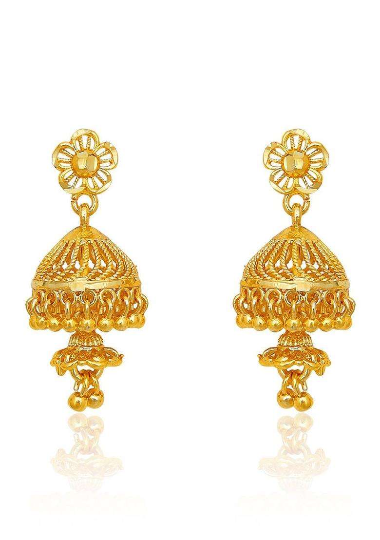 Gold-Plated Circular Jhumkas Earrings for Women | Traditional Temple Jewellery for Wedding & Festive Wear | Gift for Her - Indya