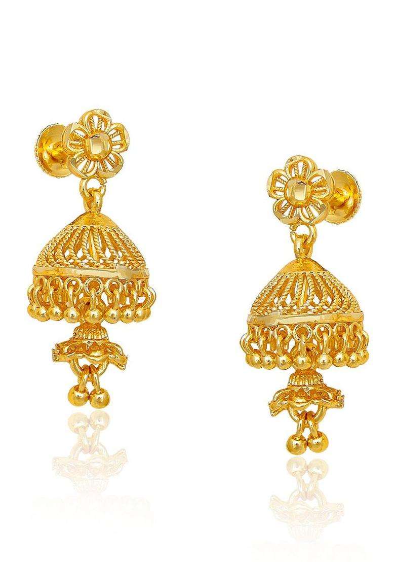 Gold-Plated Circular Jhumkas Earrings for Women | Traditional Temple Jewellery for Wedding & Festive Wear | Gift for Her - Indya