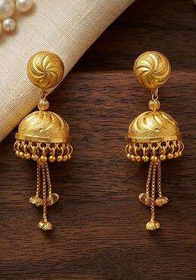 Rhodium-Plated Gold-Plated Artificial Beads Circular Jhumkas for Women | Traditional Temple Jewellery for Wedding & Festive Wear | Gift for Her