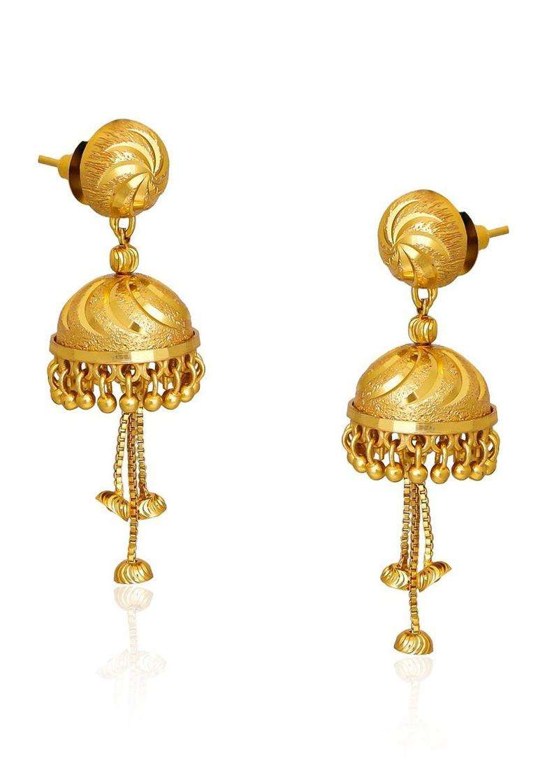 Rhodium-Plated Gold-Plated Artificial Beads Circular Jhumkas for Women | Traditional Temple Jewellery for Wedding & Festive Wear | Gift for Her - Indya