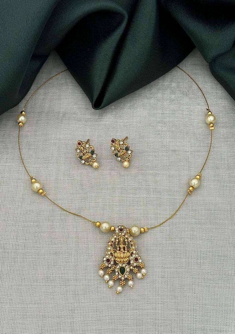 Gold-Plated Stone-Studded & Beaded Jewellery Set for Women | Traditional Temple Jewellery for Wedding & Festive Wear | Gift for Her - Indya