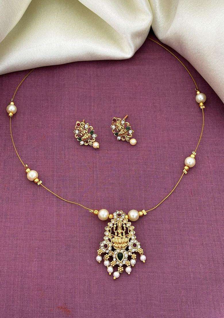 Gold-Plated Stone-Studded & Beaded Jewellery Set for Women | Traditional Temple Jewellery for Wedding & Festive Wear | Gift for Her - Indya
