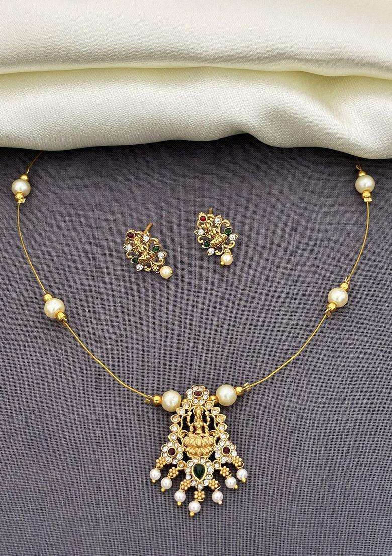 Gold-Plated Stone-Studded & Beaded Jewellery Set for Women | Traditional Temple Jewellery for Wedding & Festive Wear | Gift for Her - Indya