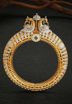 Sterling Silver Temple Gold-Plated Bangle-Style Bracelet for Women | Traditional Temple Jewellery for Wedding & Festive Wear | Gift for Her