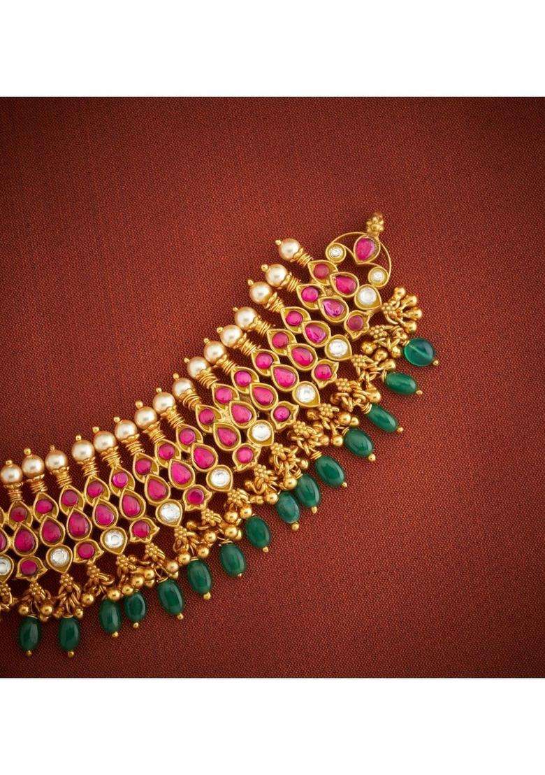 Sterling Silver Gold-Plated Temple Necklace with Kundan for Women | Traditional Temple Jewellery for Wedding & Festive Wear | Gift for Her - Indya