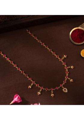 Sterling Silver Gold-Plated Temple Necklace with Kundan for Women | Traditional Temple Jewellery for Wedding & Festive Wear | Gift for Her