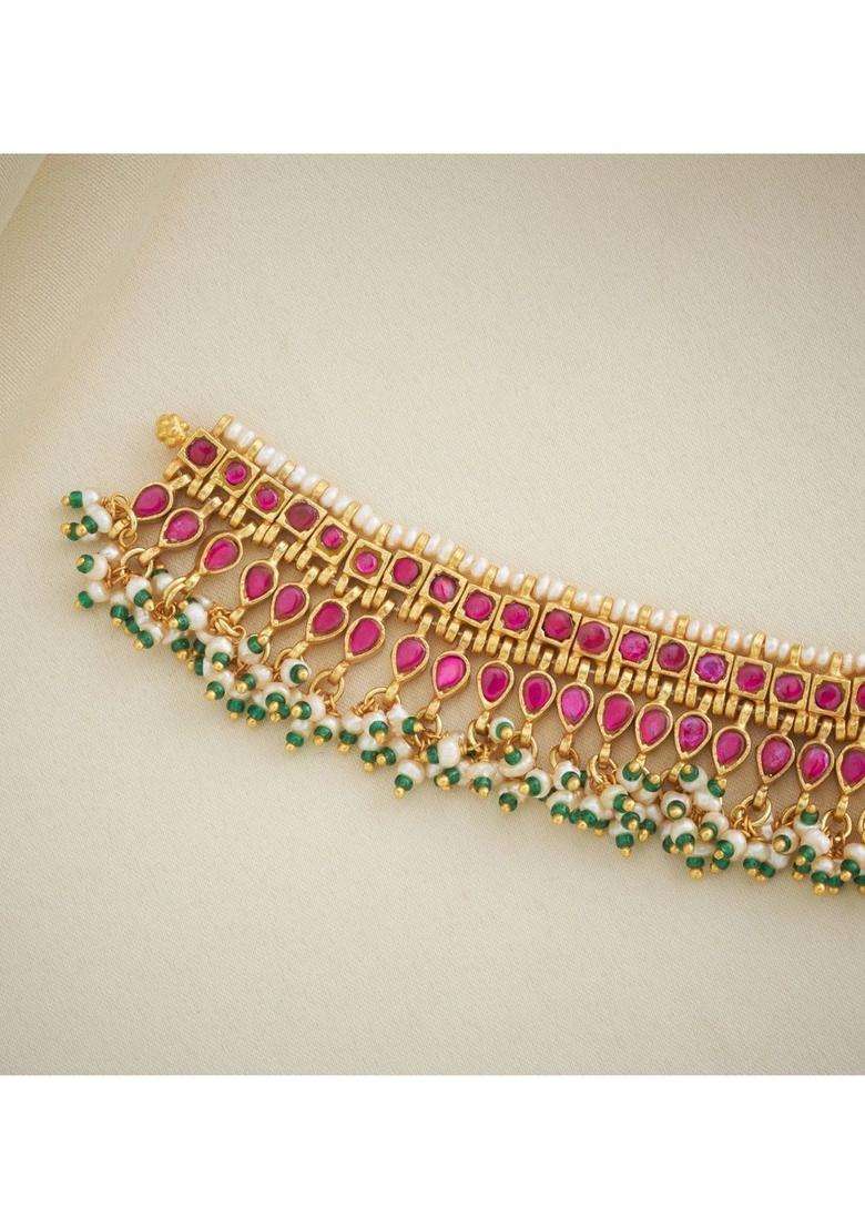 Sterling Silver Gold-Plated Temple Necklace with Kundan for Women | Traditional Temple Jewellery for Wedding & Festive Wear | Gift for Her - Indya