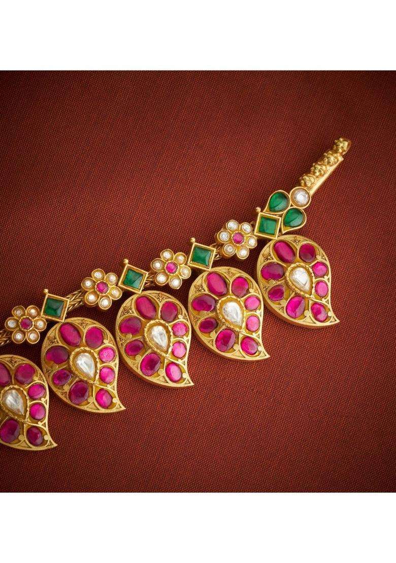 Sterling Silver Gold-Plated Temple Necklace with Kundan for Women | Traditional Temple Jewellery for Wedding & Festive Wear | Gift for Her - Indya