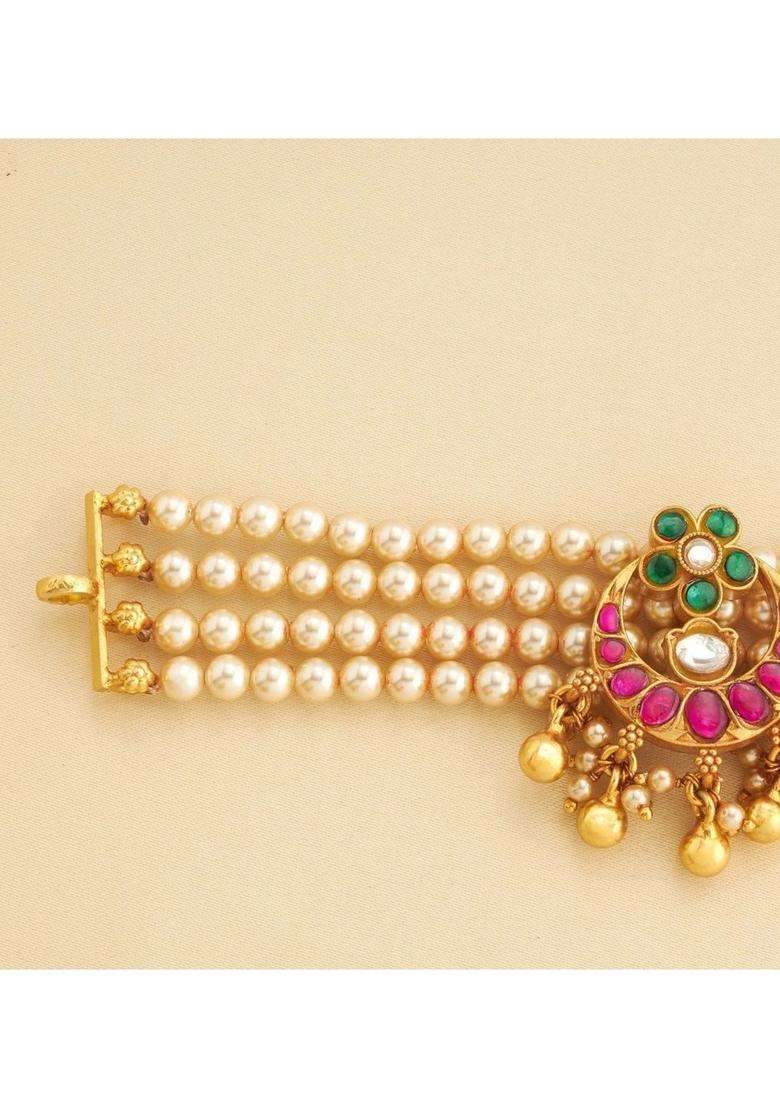 Sterling Silver Gold-Plated Layered Necklace with Kundan for Women | Traditional Temple Jewellery for Wedding & Festive Wear | Gift for Her - Indya