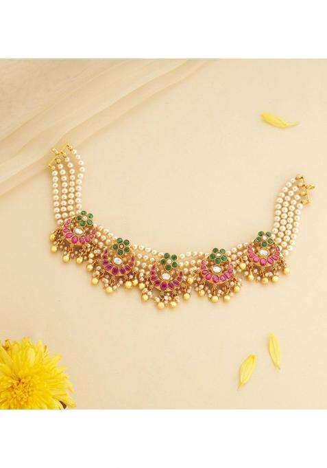 Sterling Silver Gold-Plated Layered Necklace with Kundan for Women | Traditional Temple Jewellery for Wedding & Festive Wear | Gift for Her