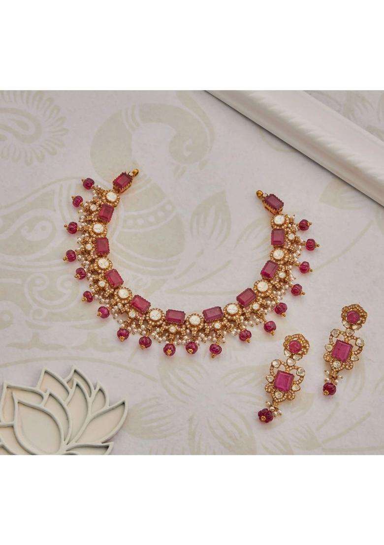 Sterling Silver Gold-Plated Antique Necklace for Women | Traditional Temple Jewellery for Wedding & Festive Wear | Gift for Her - Indya