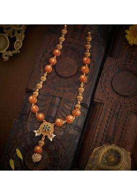 Sterling Silver Gold-Plated Temple Necklace with Pearl for Women | Traditional Temple Jewellery for Wedding & Festive Wear | Gift for Her