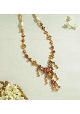 Sterling Silver Gold-Plated Temple Necklace with Kundan for Women | Traditional Temple Jewellery for Wedding & Festive Wear | Gift for Her