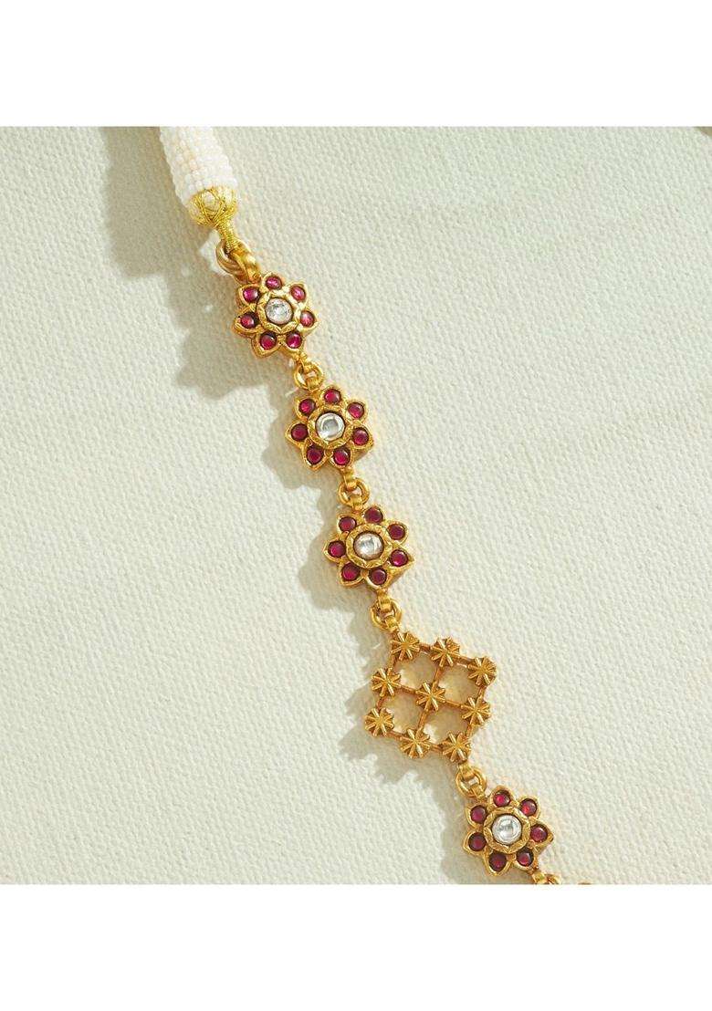 Sterling Silver Gold-Plated Temple Necklace with Kundan for Women | Traditional Temple Jewellery for Wedding & Festive Wear | Gift for Her - Indya