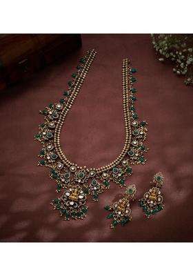 Sterling Silver Gold-Plated Temple Necklace for Women | Traditional Temple Jewellery for Wedding & Festive Wear | Gift for Her