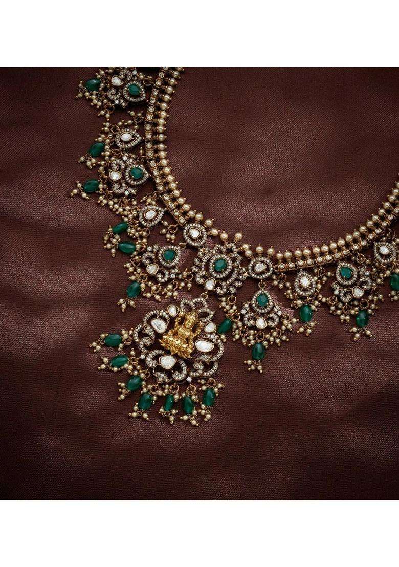 Sterling Silver Gold-Plated Temple Necklace for Women | Traditional Temple Jewellery for Wedding & Festive Wear | Gift for Her - Indya
