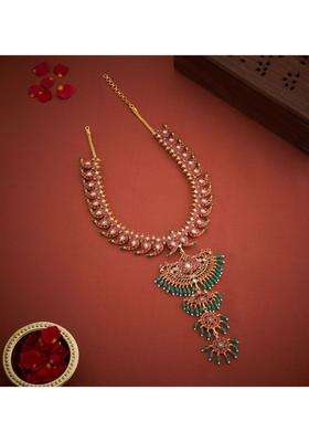 Sterling Silver Gold-Plated Temple Necklace with Kundan for Women | Traditional Temple Jewellery for Wedding & Festive Wear | Gift for Her
