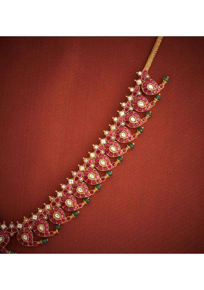 Sterling Silver Gold-Plated Temple Necklace with Kundan for Women | Traditional Temple Jewellery for Wedding & Festive Wear | Gift for Her - Indya