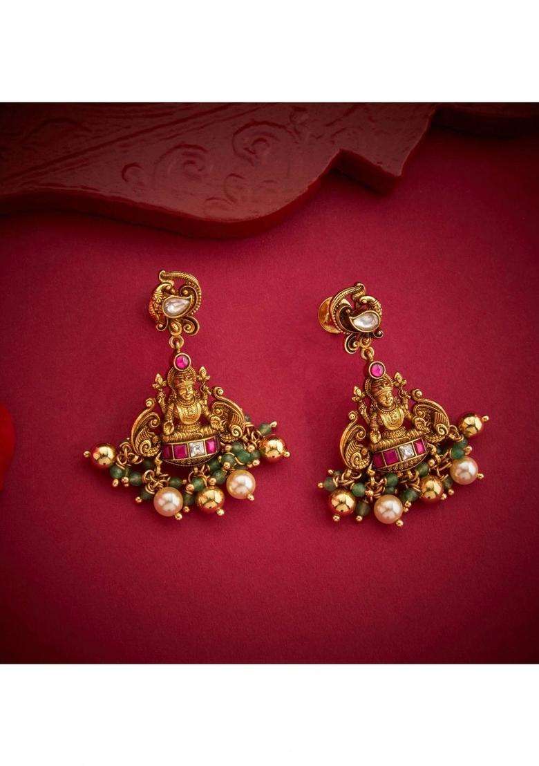 Sterling Silver Gold-Plated Temple Necklace with Kundan for Women | Traditional Temple Jewellery for Wedding & Festive Wear | Gift for Her - Indya