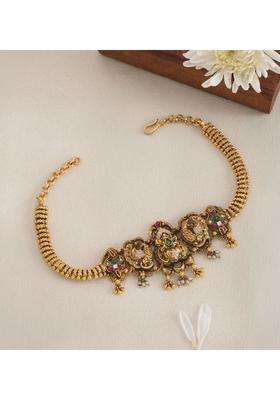 Sterling Silver Gold-Plated Temple Necklace with Pearl for Women | Traditional Temple Jewellery for Wedding & Festive Wear | Gift for Her