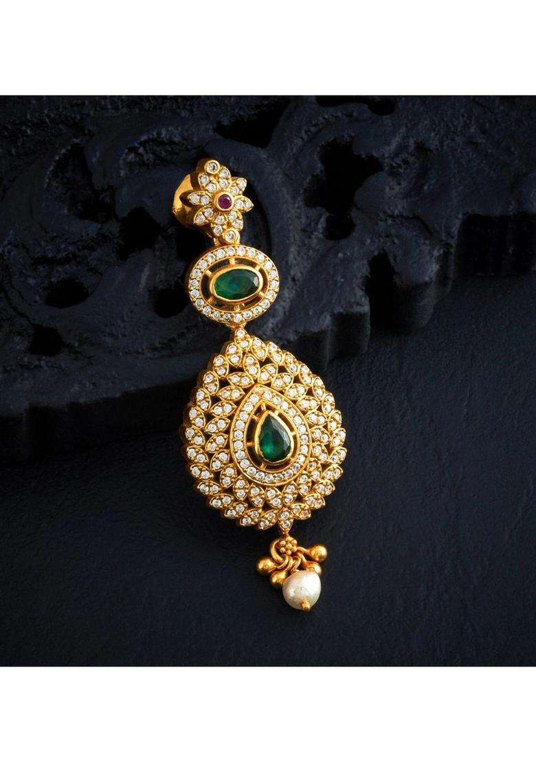 Gold-Plated Teardrop Shaped Drop Earrings with Pearl for Women | Traditional Temple Jewellery for Wedding & Festive Wear | Gift for Her - Indya