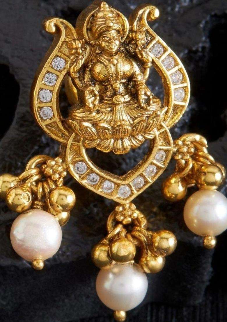 Gold-Plated Contemporary Drop Earrings for Women | Traditional Temple Jewellery for Wedding & Festive Wear | Gift for Her - Indya