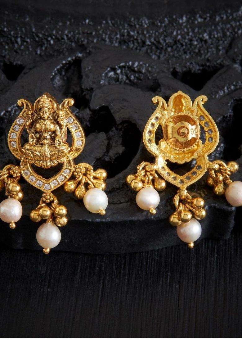 Gold-Plated Contemporary Drop Earrings for Women | Traditional Temple Jewellery for Wedding & Festive Wear | Gift for Her - Indya