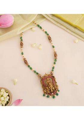 Sterling Silver Gold-Plated Temple Necklace with Kundan for Women | Traditional Temple Jewellery for Wedding & Festive Wear | Gift for Her