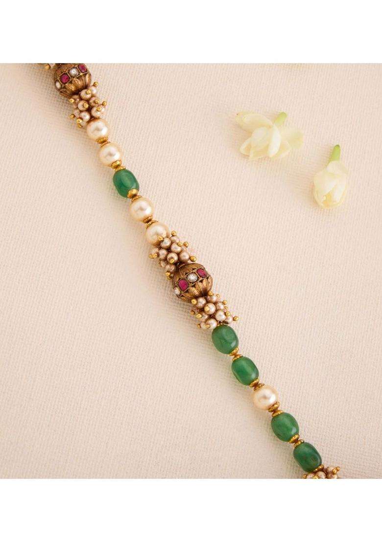 Sterling Silver Gold-Plated Temple Necklace with Kundan for Women | Traditional Temple Jewellery for Wedding & Festive Wear | Gift for Her - Indya