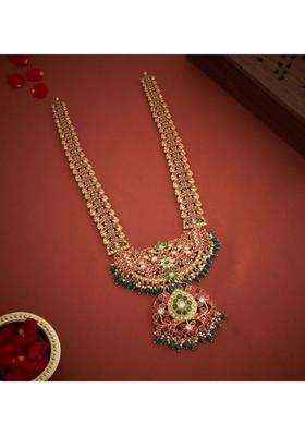 Sterling Silver Gold-Plated Temple Necklace with Kundan for Women | Traditional Temple Jewellery for Wedding & Festive Wear | Gift for Her