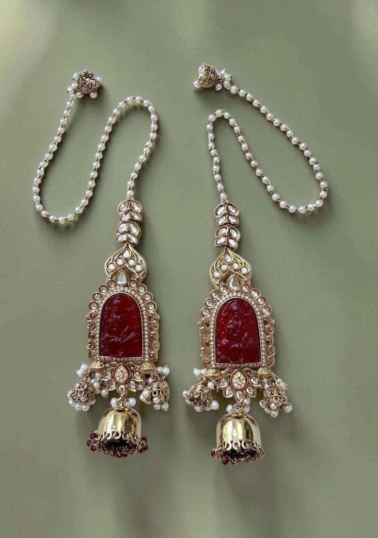 Gold-Plated Geometric Jhumkas Earrings for Women | Traditional Temple Jewellery for Wedding & Festive Wear | Gift for Her - Indya