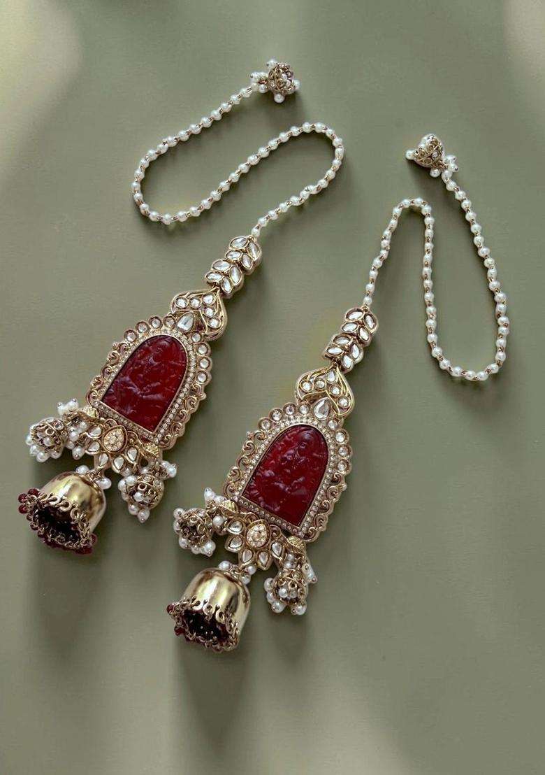 Gold-Plated Geometric Jhumkas Earrings for Women | Traditional Temple Jewellery for Wedding & Festive Wear | Gift for Her - Indya