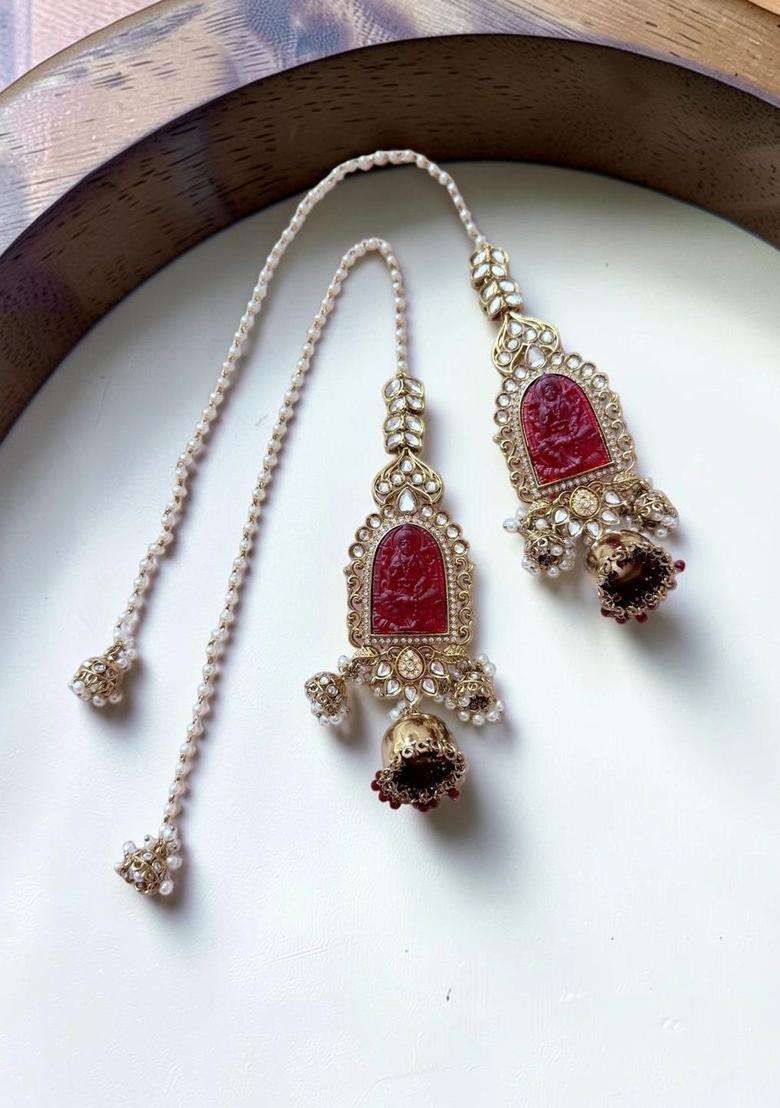 Gold-Plated Geometric Jhumkas Earrings for Women | Traditional Temple Jewellery for Wedding & Festive Wear | Gift for Her - Indya