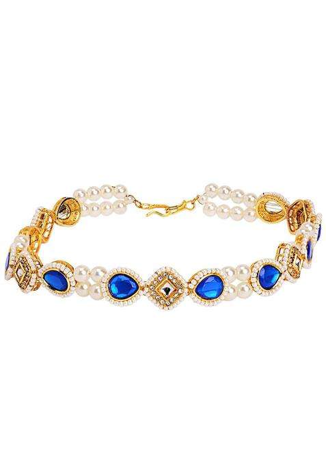 Gold-Plated Artificial Stones & Beads Studded Head Chains Head Jewellery for Girls | Traditional Temple Jewellery for Wedding & Festive Wear | Gift for Her
