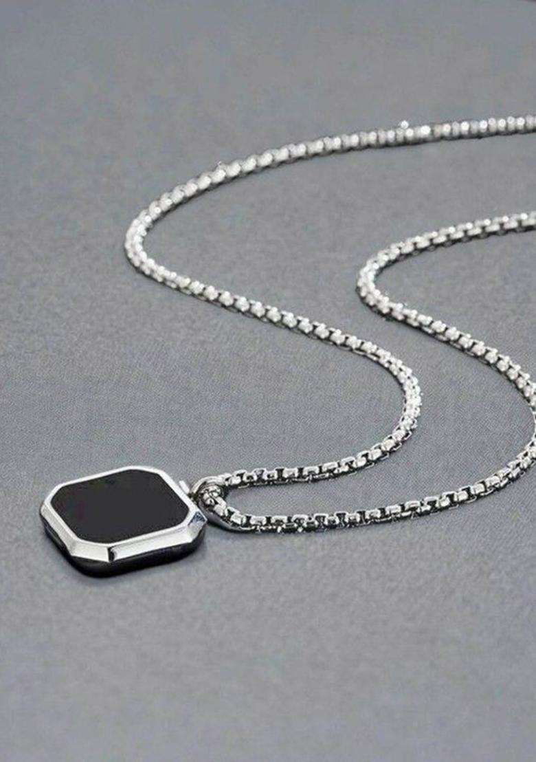 Silver-Plated Contemporary Pendants with Chains for Men | Stylish Party & Everyday Wear | Gift for Him - Indya