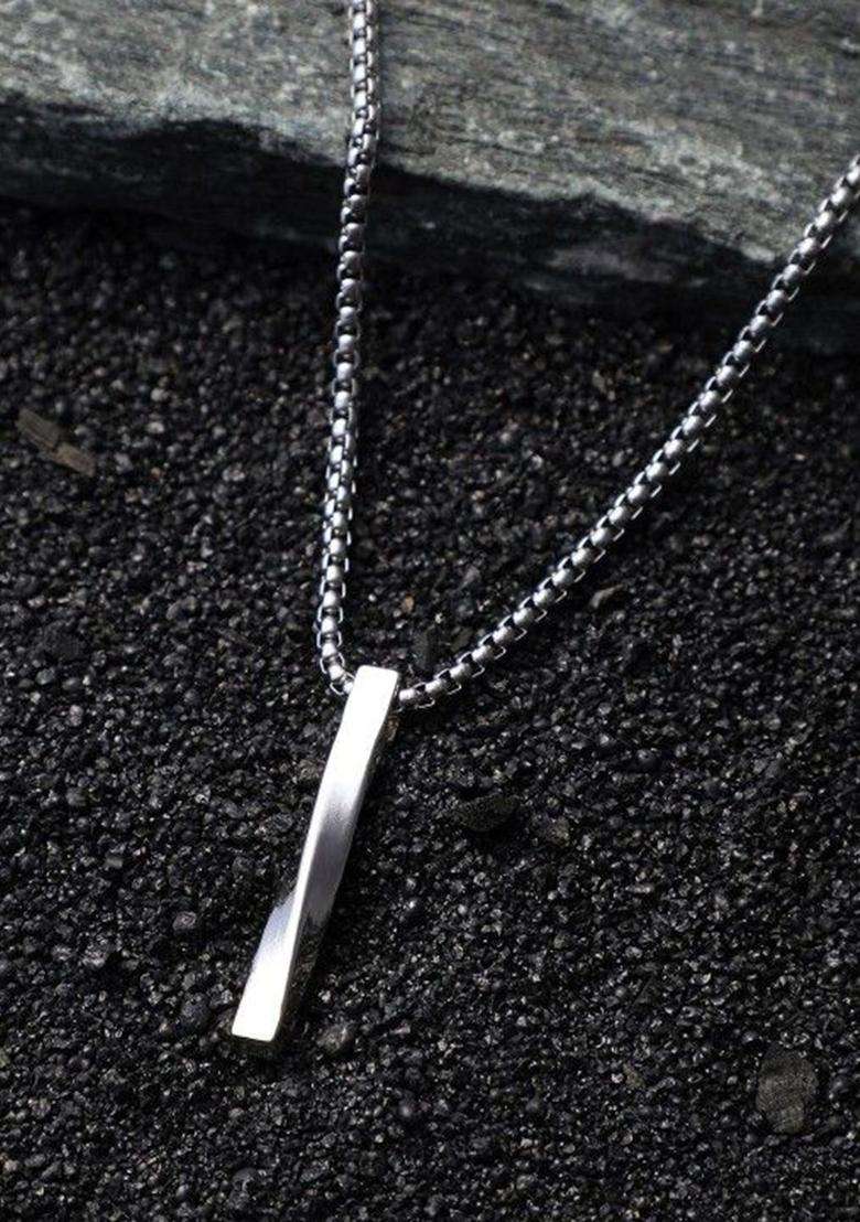 Silver-Plated Geometric Pendants with Chains for Men | Stylish Party & Everyday Wear | Gift for Him - Indya