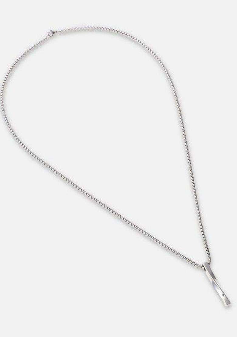 Silver-Plated Geometric Pendants with Chains for Men | Stylish Party & Everyday Wear | Gift for Him - Indya