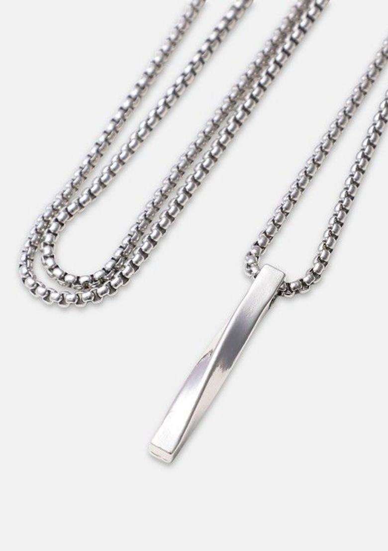 Silver-Plated Geometric Pendants with Chains for Men | Stylish Party & Everyday Wear | Gift for Him - Indya