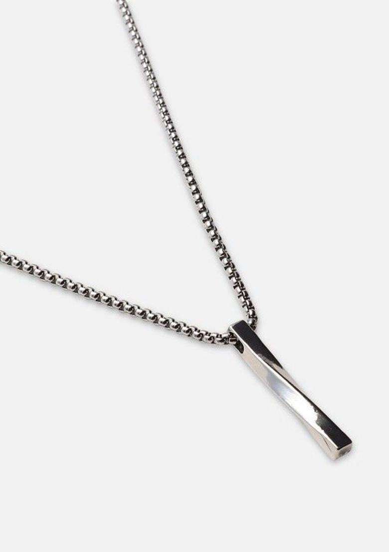 Silver-Plated Geometric Pendants with Chains for Men | Stylish Party & Everyday Wear | Gift for Him - Indya