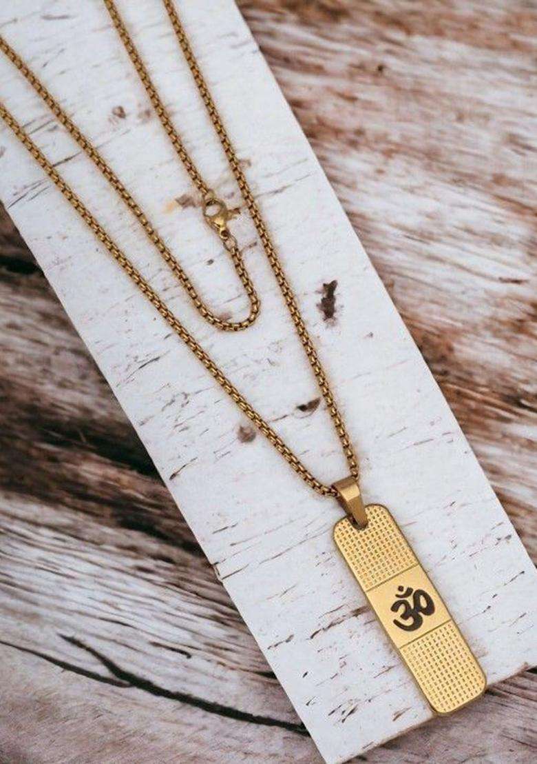 Gold-Plated Contemporary Pendants with Chains for Men | Stylish Party & Everyday Wear | Gift for Him - Indya